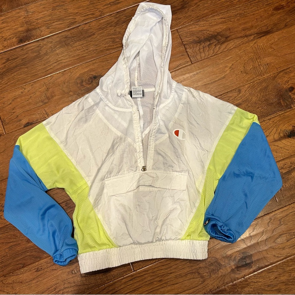 Vintage style champion quarter zip windbreaker jacket size small